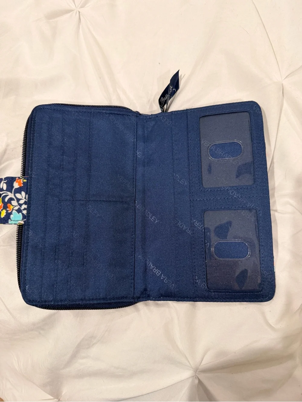 Vera Bradley Navy Quilted Floral Turn-Lock Wallet